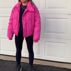 Free People Pink Puffer Jacket